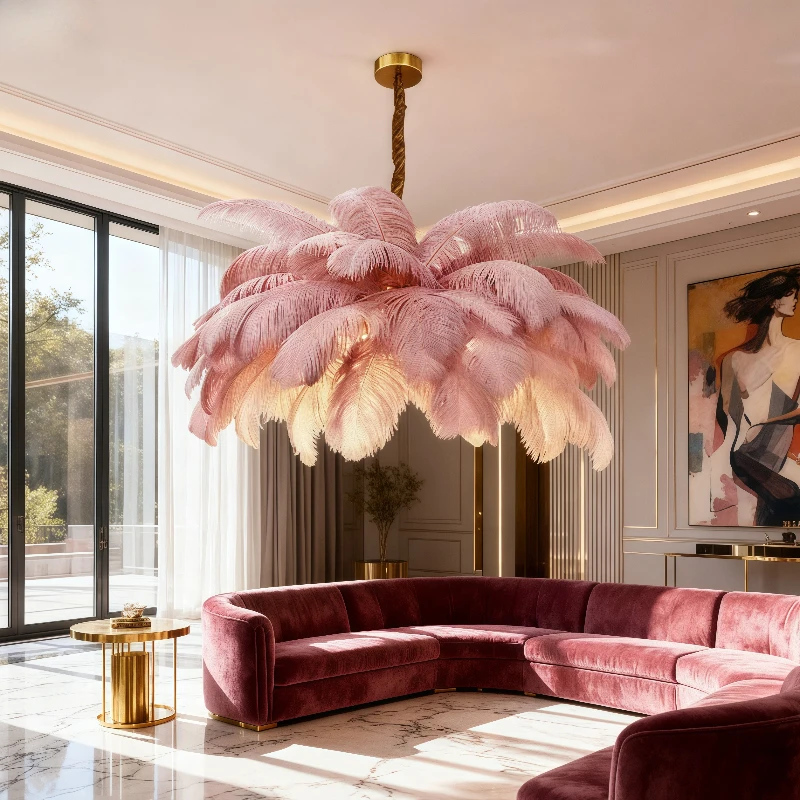 Feather Chandelier Ceiling Lamp LED Pendant Light Nordic Home Decor Lustre Chandelier for Living Room  Pendent Ceiling Light