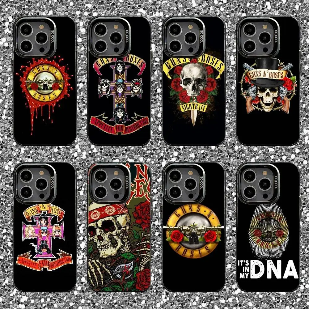 

G-Guns N R-Roses Rock Phone Case For iPhone 16,15,14,13,12,11,Pro,XS,Max,Plus,Mini,SE Black Candy Matte Shockproof Cover
