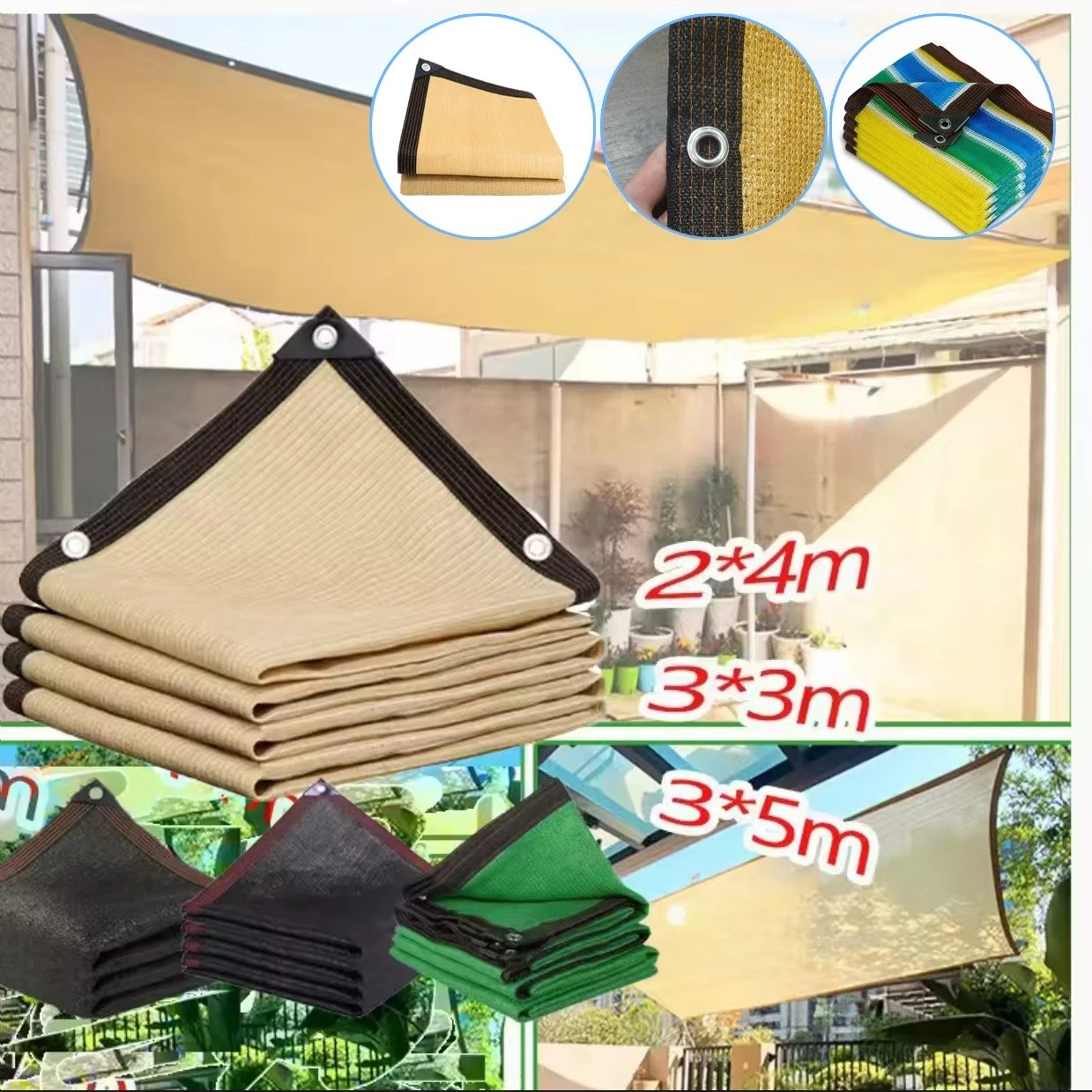 Sunshade Net Anti-ultraviolet Awning Plant Cover Net for Outdoor Garden Courtyard Swimming Pool Balcony Shade Cloth