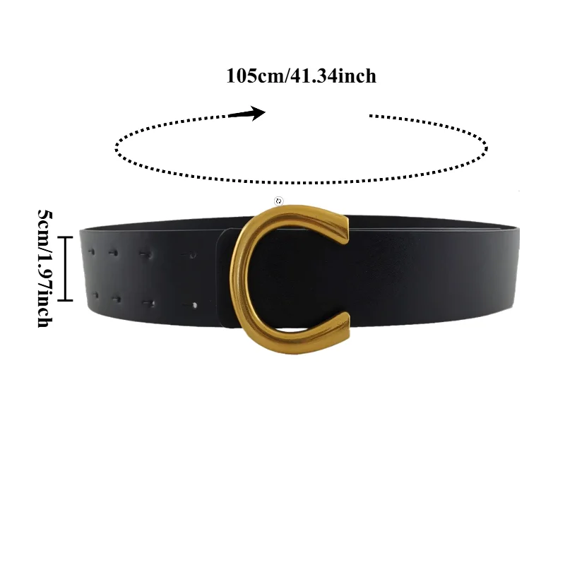 Stylish Faux Leather Minimalist Versatile Elegant Women’s Wide Belt—High-End Trendy Niche Dress Waist-Defining Belt
