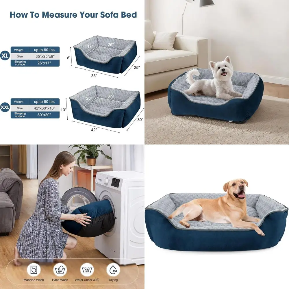 

Ортопедическая моющаяся лежанка для собак всех размеров - темно-синяя, дышащая, с противоскользящим покрытием, диван-лежанка для питомцев