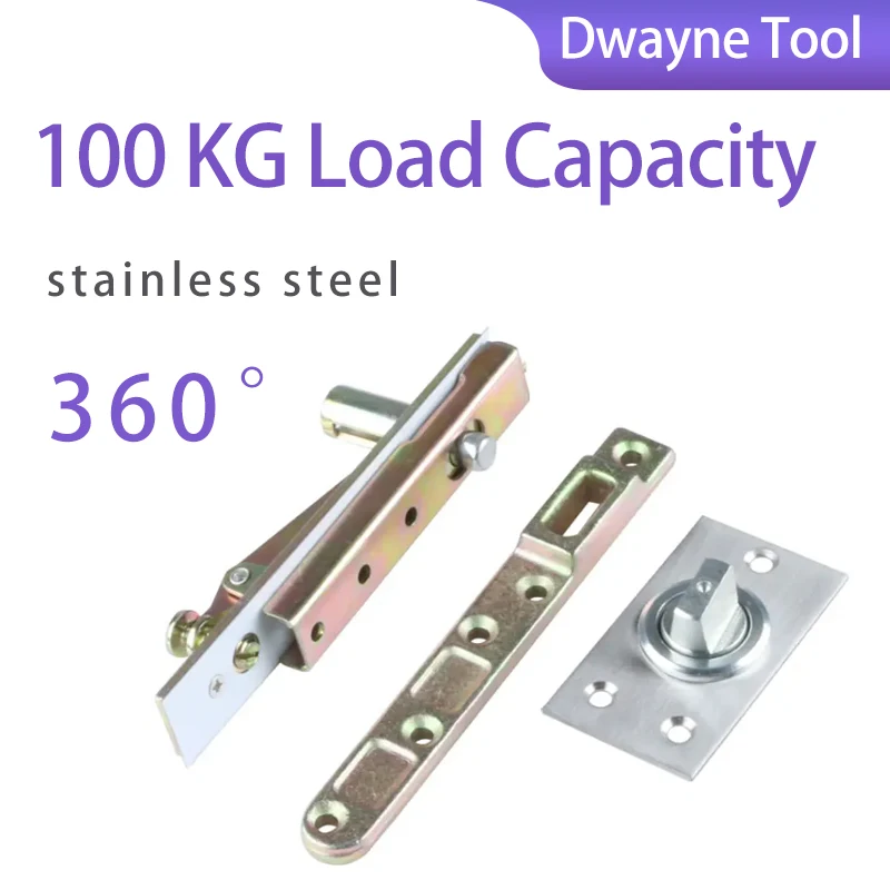 Stainless Steel Hidden Pivoting Hinge - 100kg Heavy Duty 360° Rotation Invisible Floor Spring for Wooden Doors