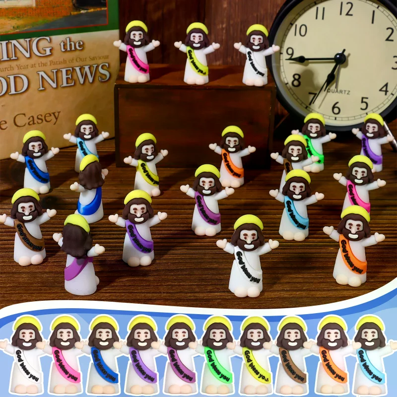 

Haishell 50 Pcs Mini Jesus Figures Glow In The Dark Religious Little Jesus Loves You Cute Tiny Doll To Hide And Seek Church Favo