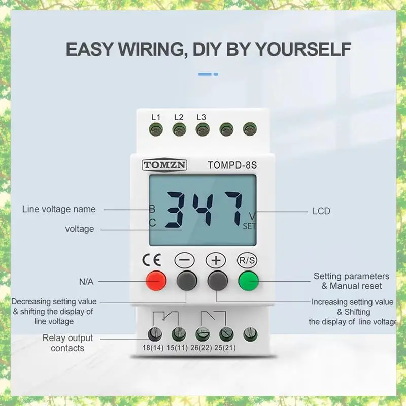 Smart-TOMZN حامي الجهد 3 المرحلة تسلسل حامي تحت مرحل حماية حامي الجهد الزائد