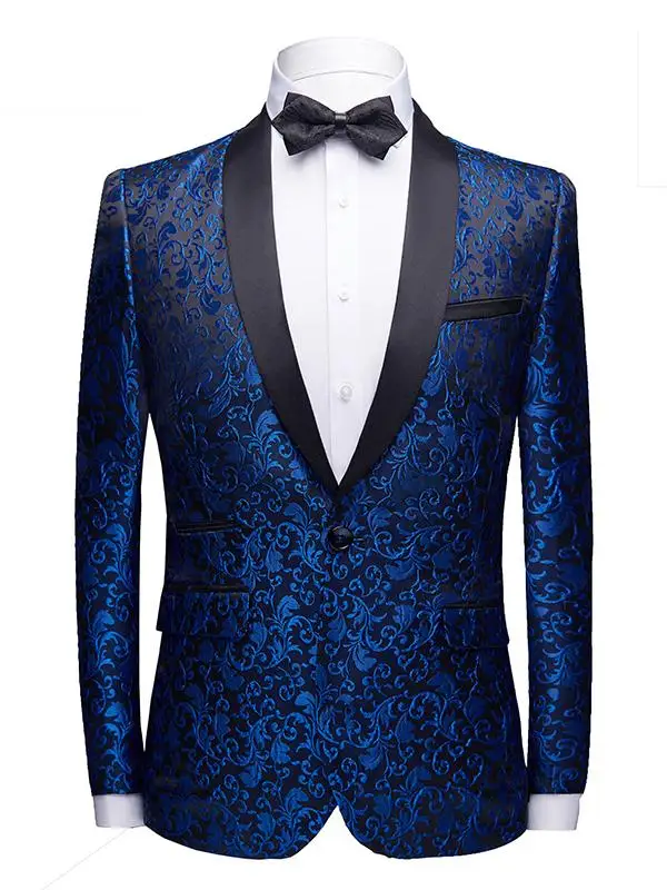 

Faionable Floral Patterned Men's Suit Wedding omsmen Performance Outfit Stand Fit Formal Wear Polyester Blend Long Sl...