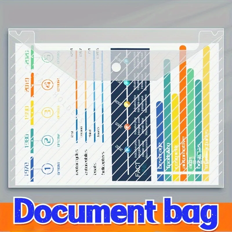 Sac à étiquettes transparent en matériau épaissi pour documents, papier, reçus, bouton de visualisation