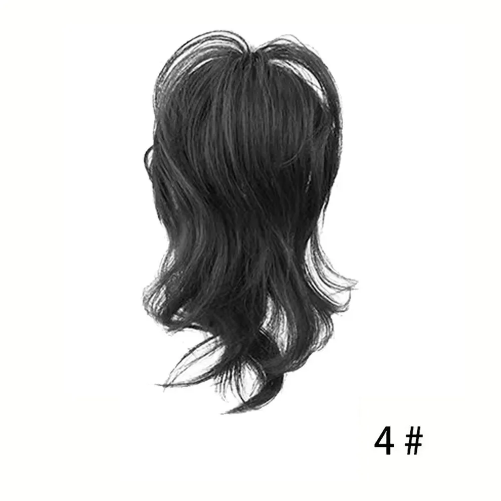 Парик 30 см, синтетический хвостик, зажим для волос, головной убор, короткая голова фонтана, слегка вьющиеся волосы, пушистая натуральная коса с хвостиком