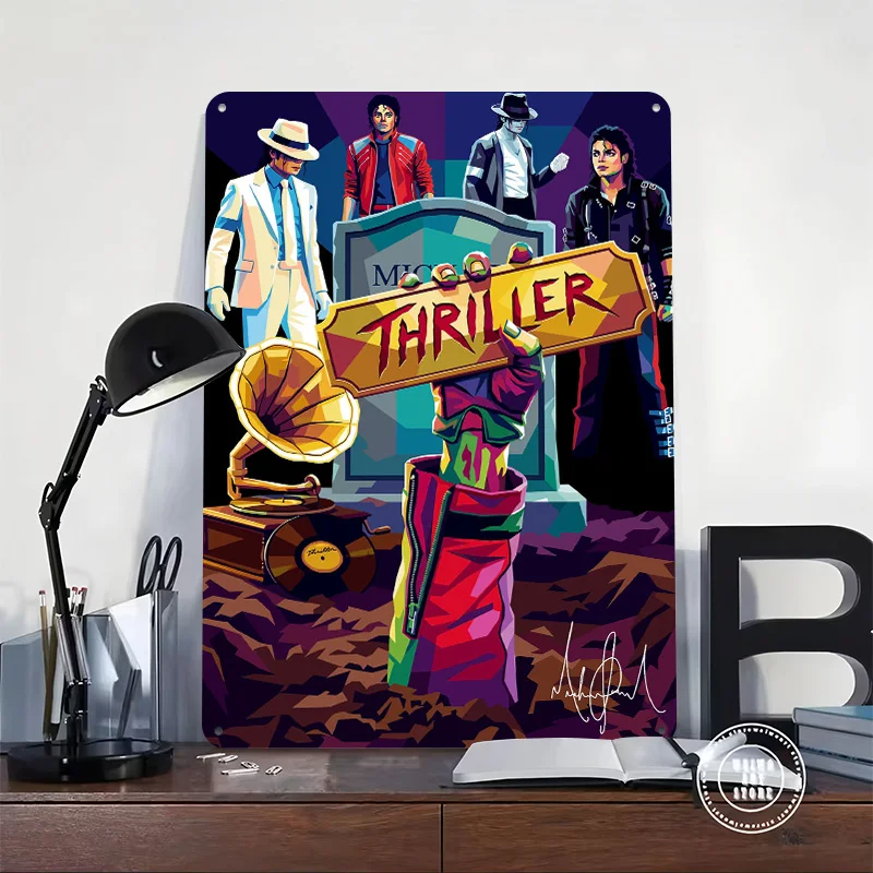 Michael Jackson Thriller Zombie Art Personalized 3D Textured Metal Poster Wall Art Tinplate Sign for Office Decor Room Wand Deko