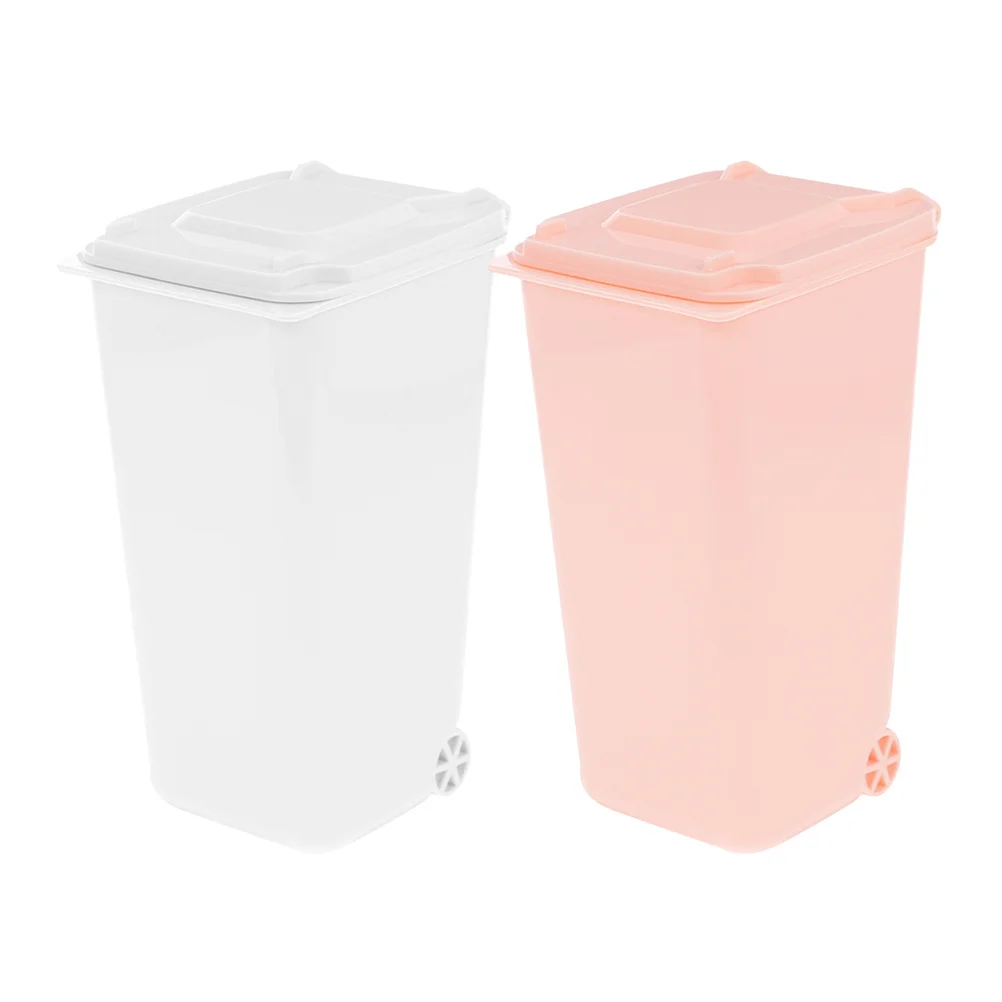 2 قطعة سلة مهملات سطح المكتب دلو نفايات صغير مع حامل قلم غطاء مناسب للمكتب المنزلي ومنظم مكتب السيارة #3