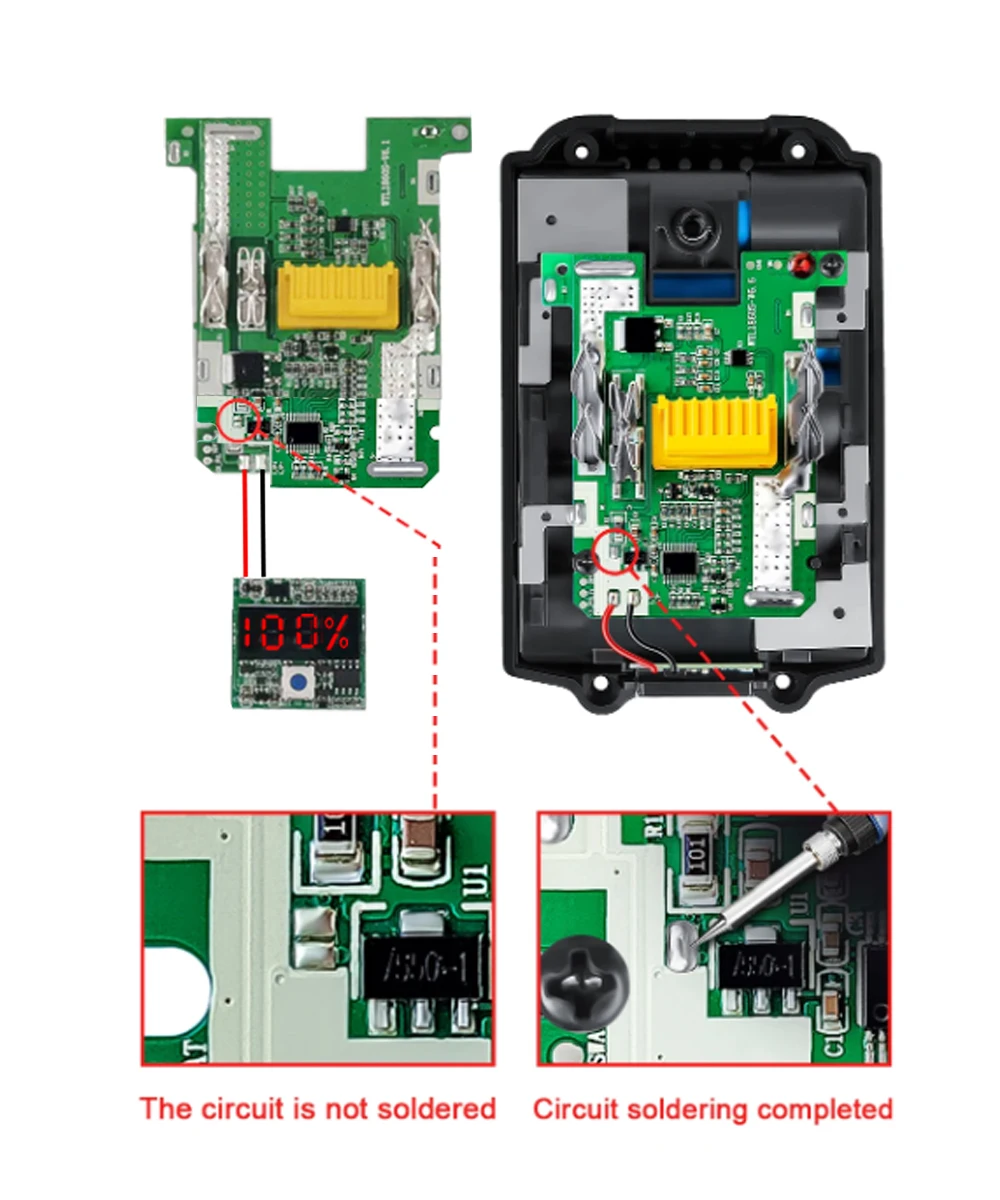 Caja de batería BL1860 para Makita, carcasa con protección de carga de placa PCB BMS, LED digital, 18V, bricolaje, 3.0Ah, 6.0Ah, 1860, 1850