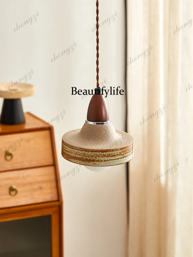 Vintage chandelier wabi sandy wind Japanese lamp creative Internet celebrity bedroom bedside designer