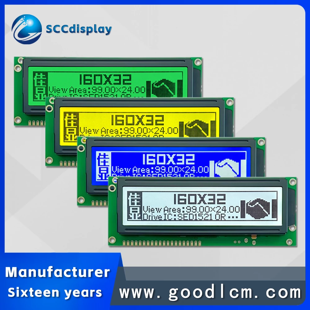 Industrial control JXD16032D Multi-mode optional 160*32 graphic dot matrix LCM module Backlit microcontroller LCD display screen