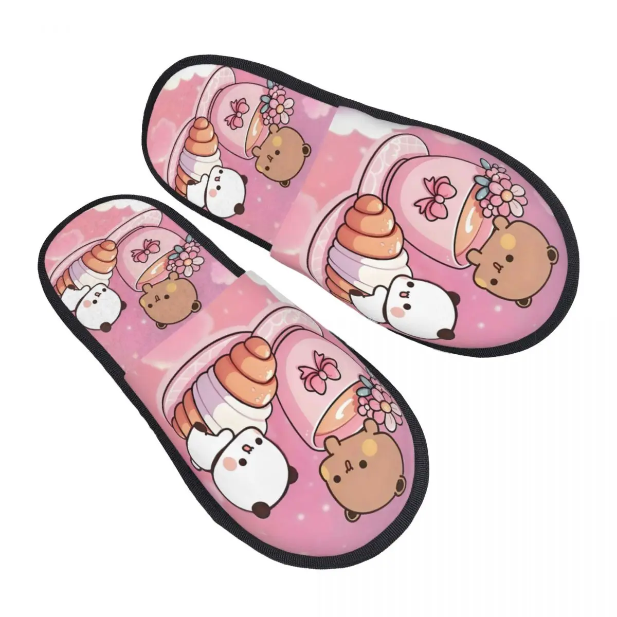 

Домашние тапочки Bubu Dudu Peach And Goma на заказ, женские уютные тапочки из пены с эффектом памяти, аниме, панда, медведь, мультяшные слипоны для отелей