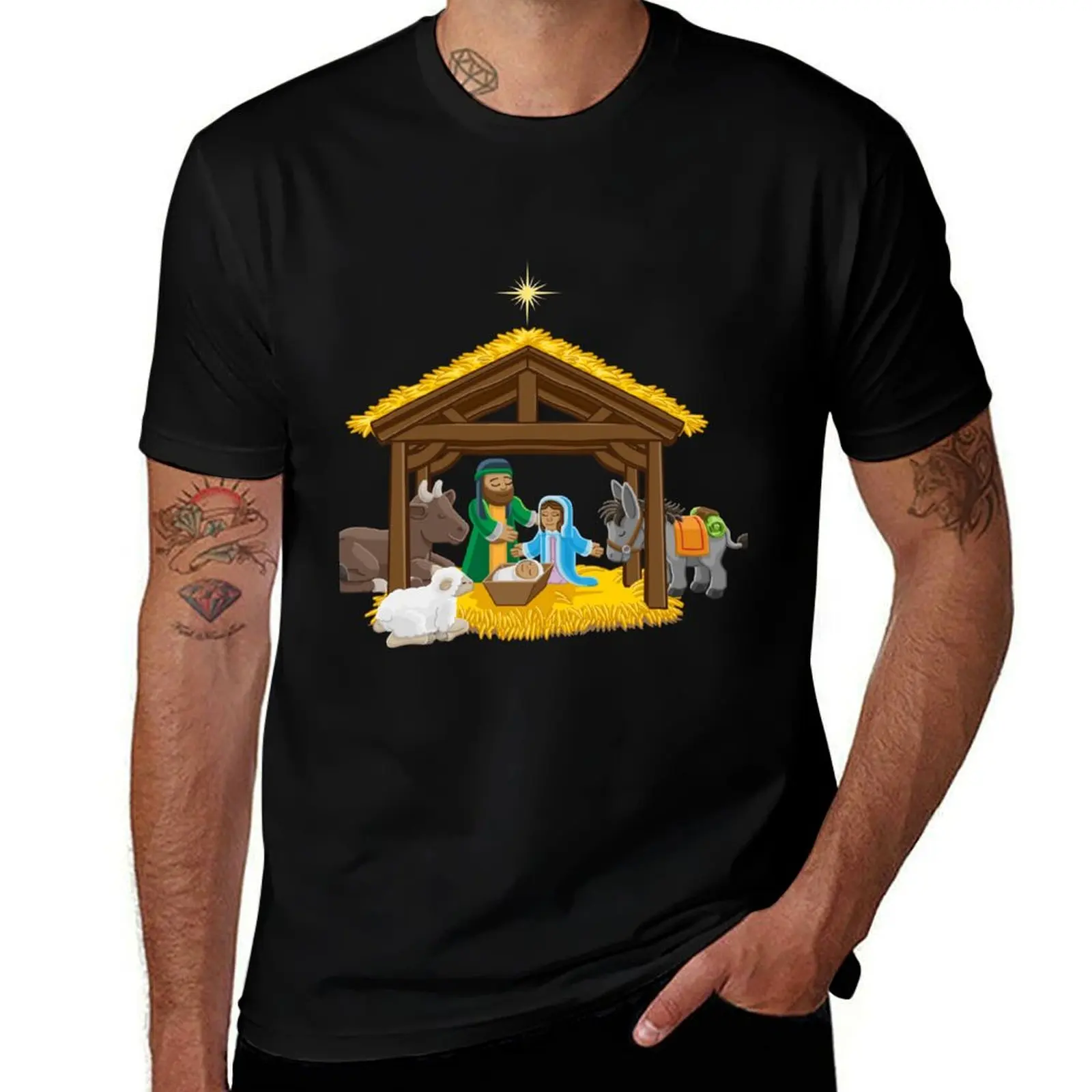 Nativity Scene - Christmas T-Shirt t shirts for man cotton soft T-Shirt
