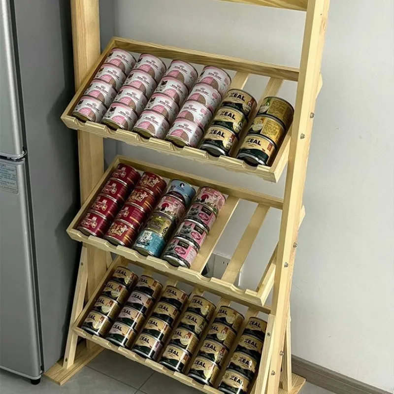 

Стеллаж для кормов для животных, полка для консервов для кошек, стеллаж для кошачьего корма из массива дерева, стеллаж для вина.