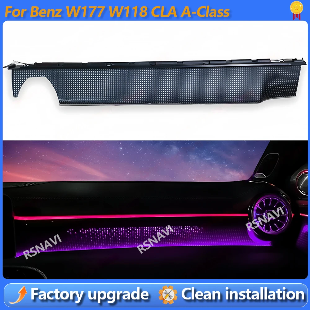 64 Color LED Star Emblem Center Console Decoration Light For W177 W118 CLA A Class Car Decorative Panel Lamp RGB Ambient Light
