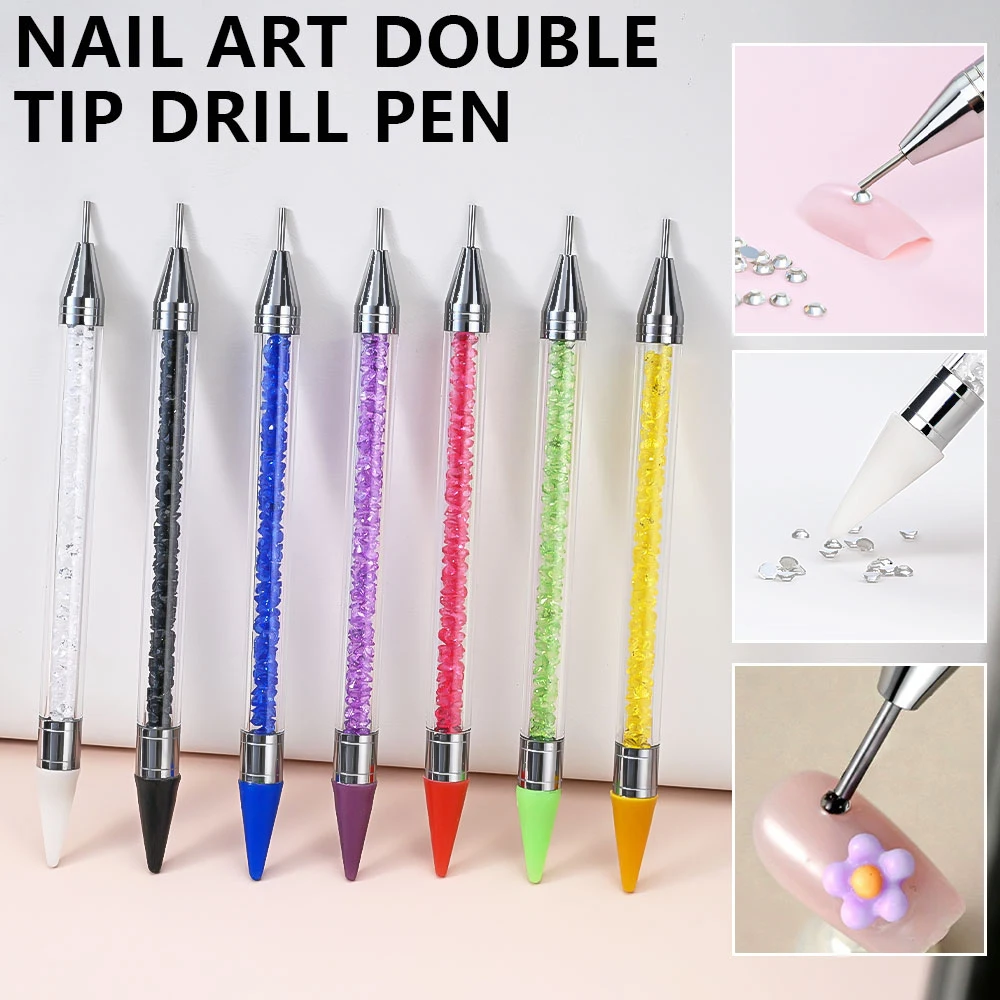 1Pcs Double Head Nail Art Dotting Pen Picking Up Rhinestones Gems Wax Pencil Crystal Handle UV Gel Brush Manicure Painting Tool