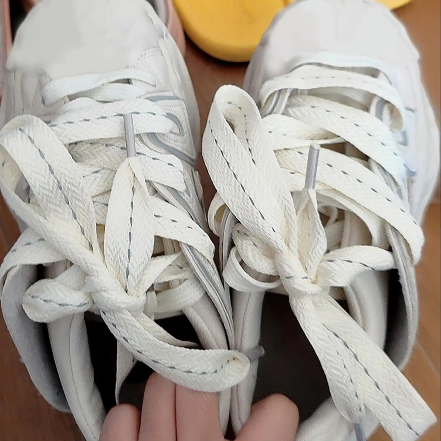 1Pair Dotted Line Striped Korean Minimalist Style  New Casual Sneakers Tennis Flat Shoelaces 2cm Wide Shoes Accessories 120cm