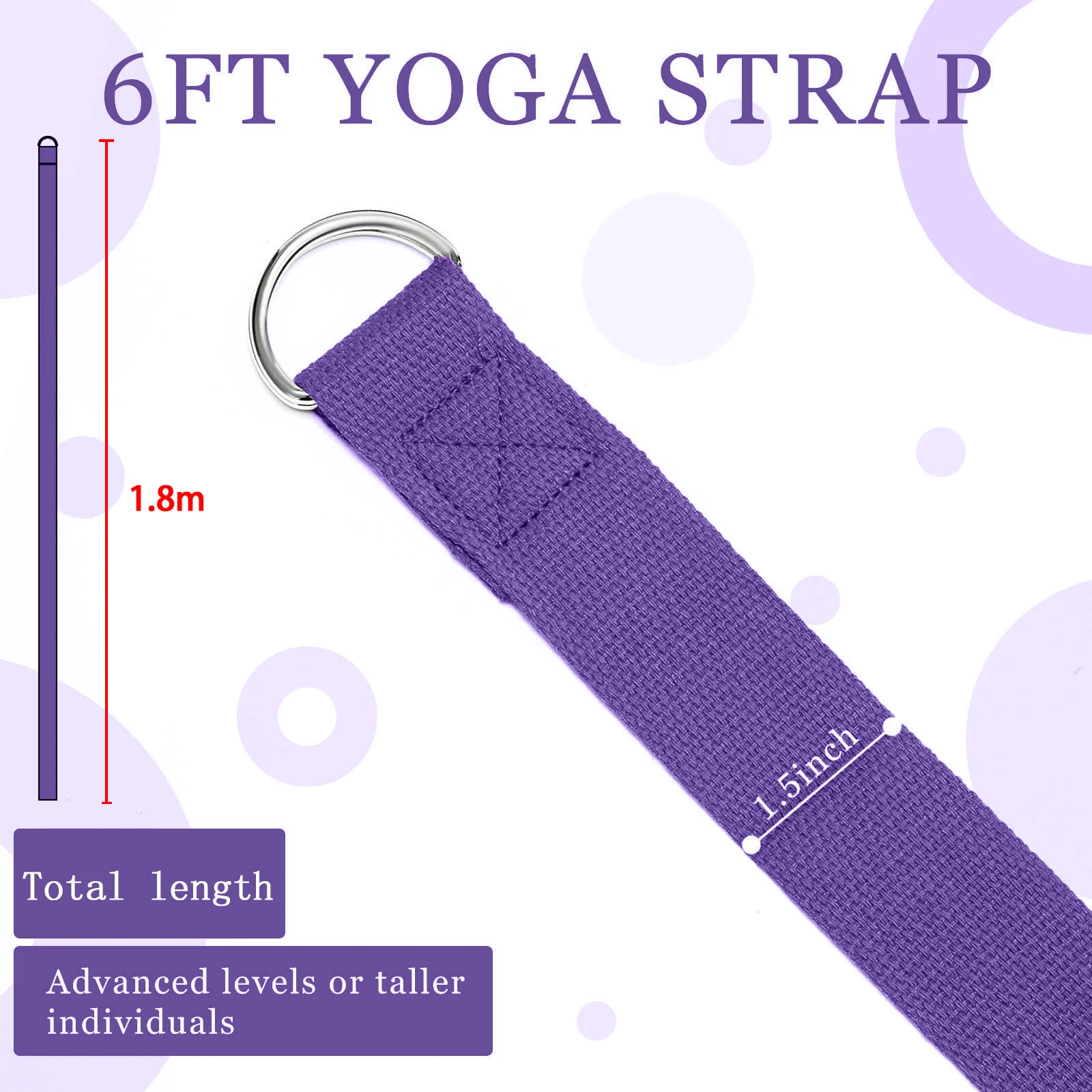 183*3,8 cm Yoga Strap Baumwolle Übung Yoga Gürtel Einstellbare Gewebte Stretch D-Ring Schnalle Fitness Stretching Bands pilates Seil – Detail 3