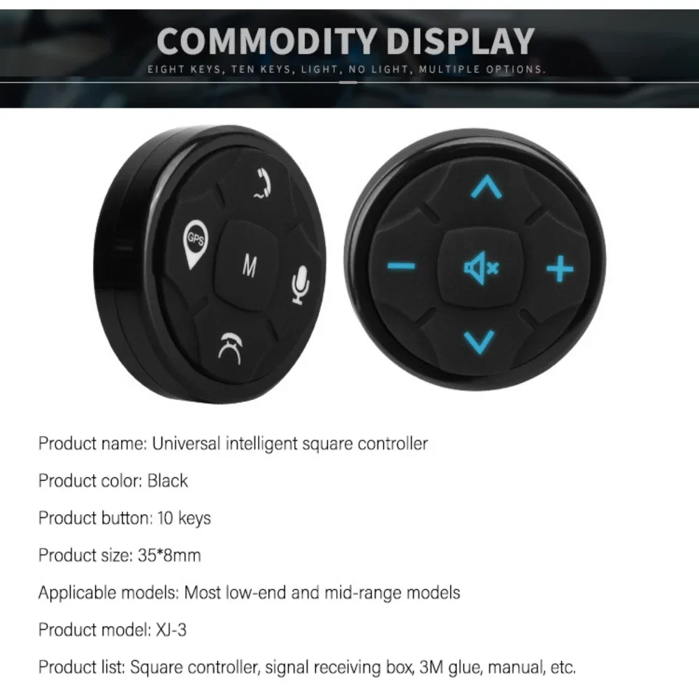 10 Keys Wireless bluetooth car steering wheel control android Universal for DVD GPS Multimedia Radio Remote Control Buttons