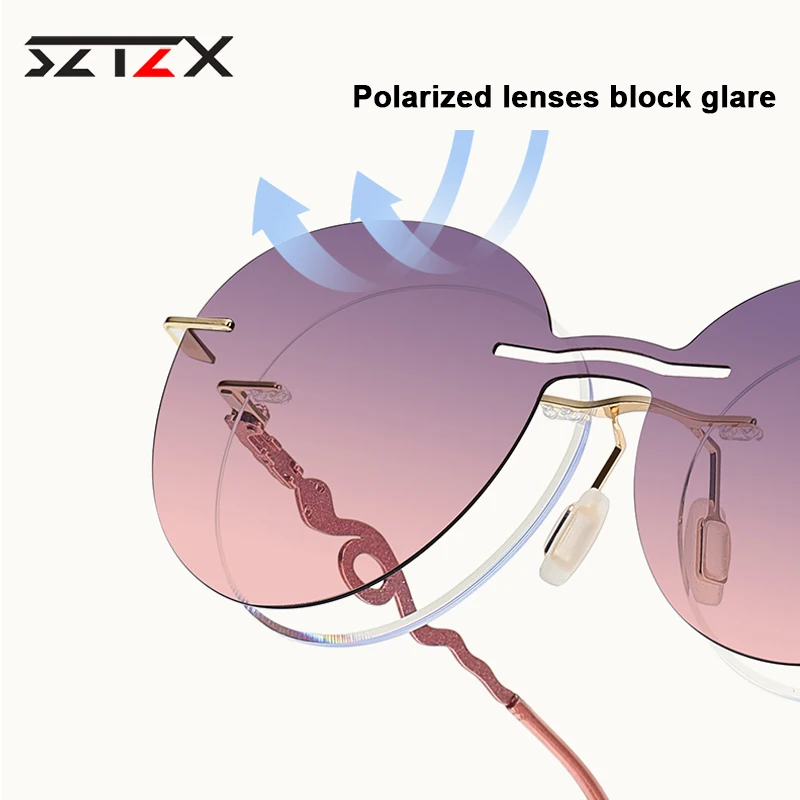 Sztzx nova moda sem aro miopia óculos de sol ímã clipe óculos de leitura com lente polarizada feminino redondo prescrição glasse