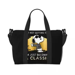 Custom S-Snoopys Beach Tote Bag for Women I'm Not' Getting Old I'm Just Becoming Classic Large Compartment Gym Beach Travel Bags