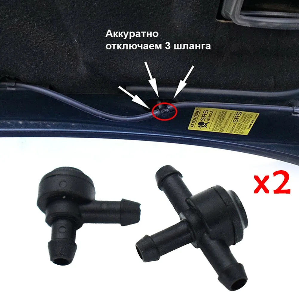 2 Pcs Car Wiper Spray Pipe Joint Windscreen Washer Valve Black 9178897 31391513 For Volvo C30 C70 S40 S60 S80 V50 V70 XC60