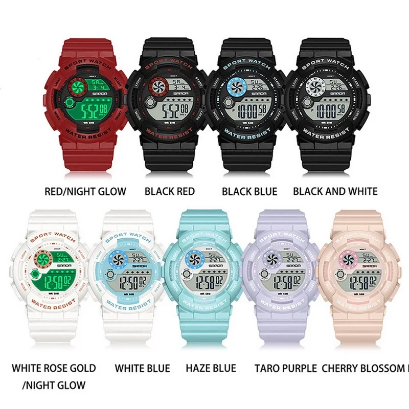 ساعة يد رقمية للشباب للجنسين مقاومة للماء وإلكترونية مضيئة مع منبه لحارس الوقت وعرض التاريخ والأسبوع للرياضة وS #5