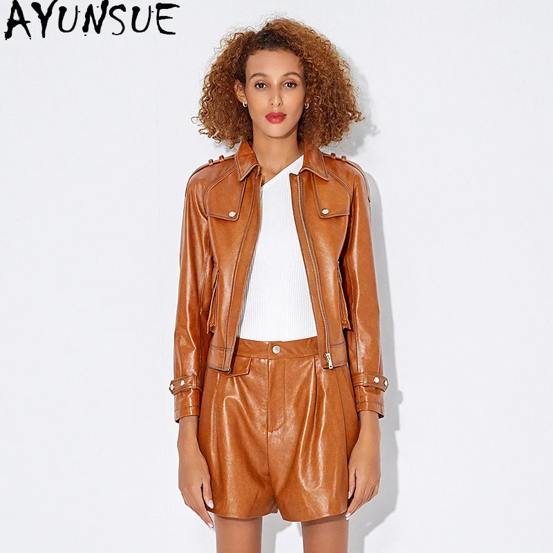 AYUNSUE 100% pelle di pecora vera pelle giacca donna nero cappotto da moto giacche da donna primavera autunno vestiti slim onderdelenха Жiichtха Ж Dön Döncud