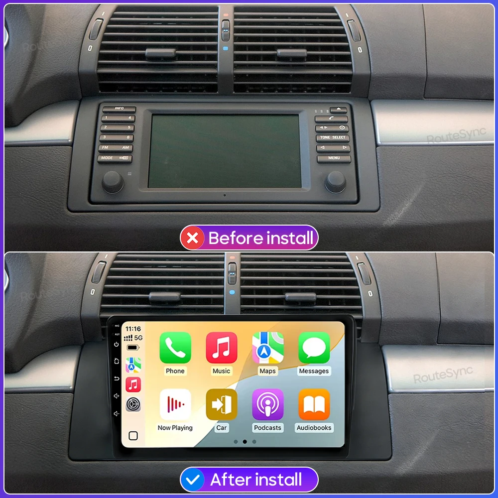 Android For BMW 5 E39 E53 X5 1999 - 2006  Car Multimedia Player Wireless Carplay Auto Head Unit Radio Stereo Navigation GPS BT