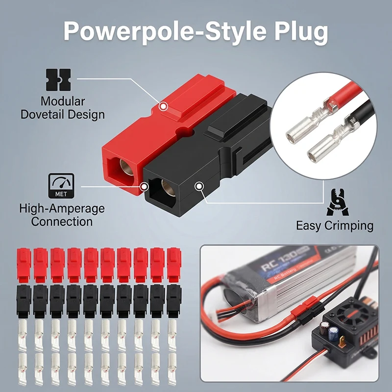 

10/50/100/500 шт. разъемов Powerpole-Style 30A 600V – блокируемые силовые разъемы для морского применения, солнечных систем, аккумуляторов и высокотоковых постоянных токов