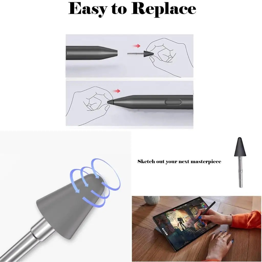 

4Pieces Drawing Pen Tips Easy Installs No Scratches Screen Protectors Smooth Glidings For Lenovo Precision Pen 3 Styluses Nibs