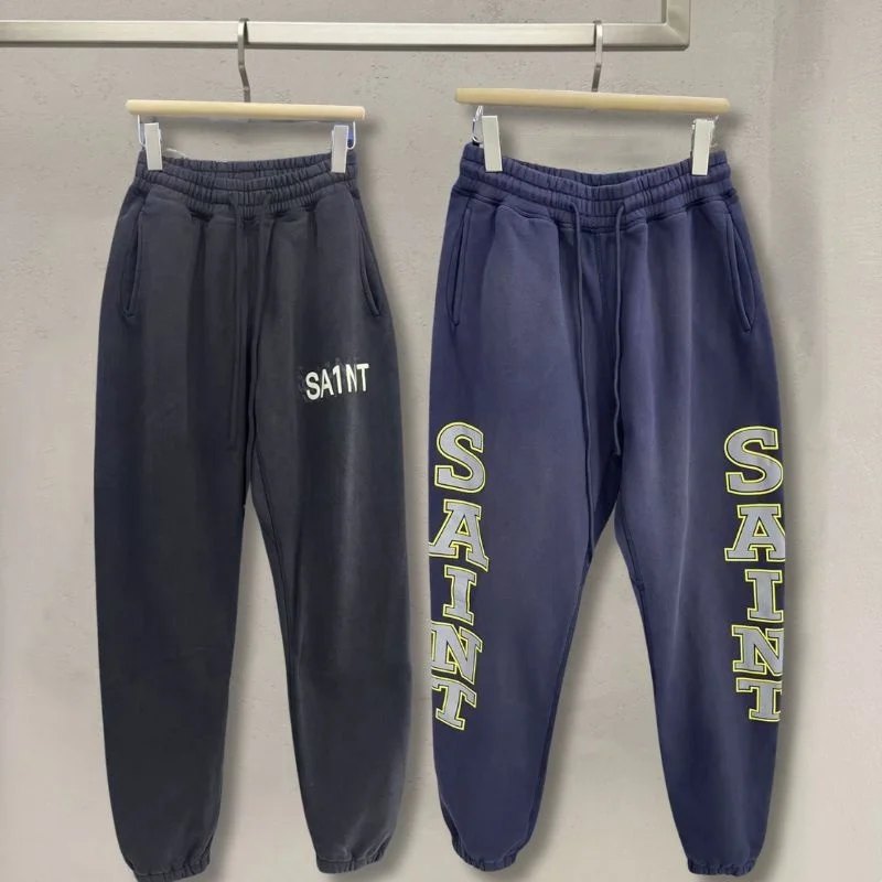 

American Street Letter Logo Jogging Pants Winter Saint Sweatpants Casual Loose Vinatge Washed Old Men Women Drawstring Trousers