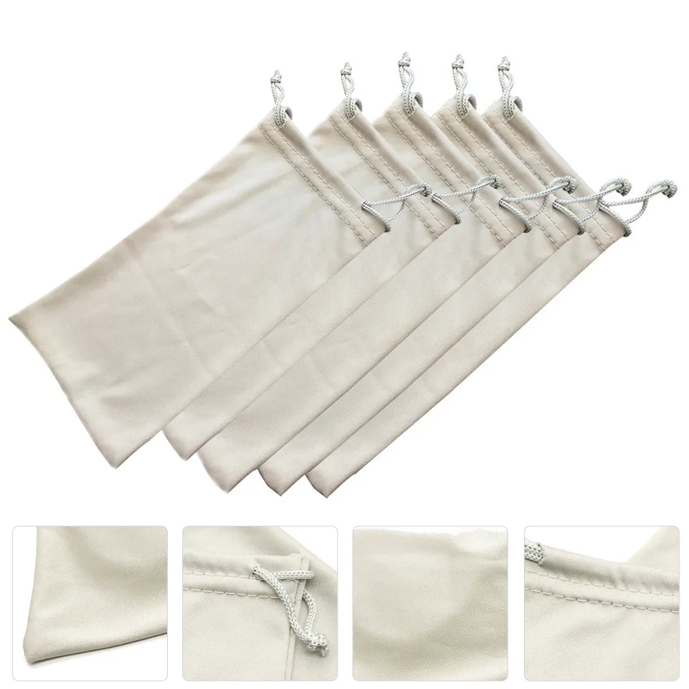 

5pcs Glasses Storage Pouch Drawstring Design Large Capacity Eyeglasses Pouch For Sunglasses Watch Jewelry Cellphone Microfiber