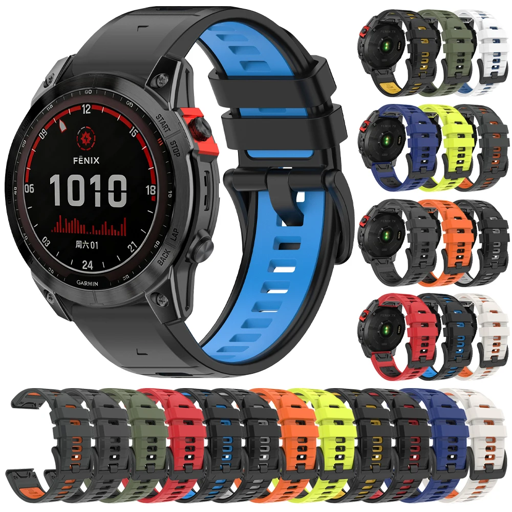 Zweifarbiges Silikonarmband für Garmin Fenix 7 7X 8 Pro E/Instinct 3/Descent Mk3i/Epix Pro 51 mm 47 mm QuickFit 22 26 mm Bänder Armband