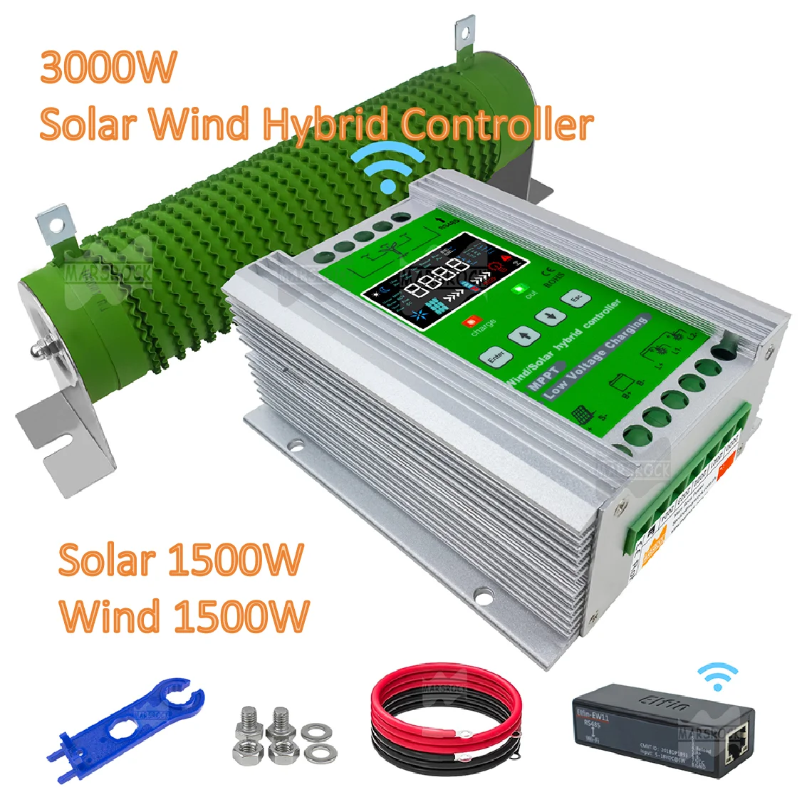 3000 W MPPT Wind Solar Hybrid Laadregelaar 12 24 48 V Optionele WiFi, LCD Display Monitor voor Lifepo4 Lithium Lood-zuur Batterij