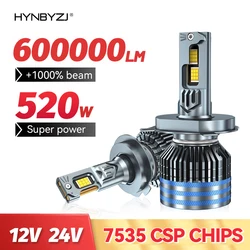 HYNBYZJ H7 H4 H8 H9 H11 LED Lamp 520W LED Lights For Car H1 HB3 9005 HB4 9006 9007 9008 H13 9012 12V 24V Headlight
