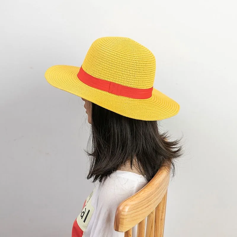 New Luffy Straw Hat Anime Luffy Cosplay Hat Luffy Performance Props Costume Party Yellow Summer Strawhats Halloween Costume Hat