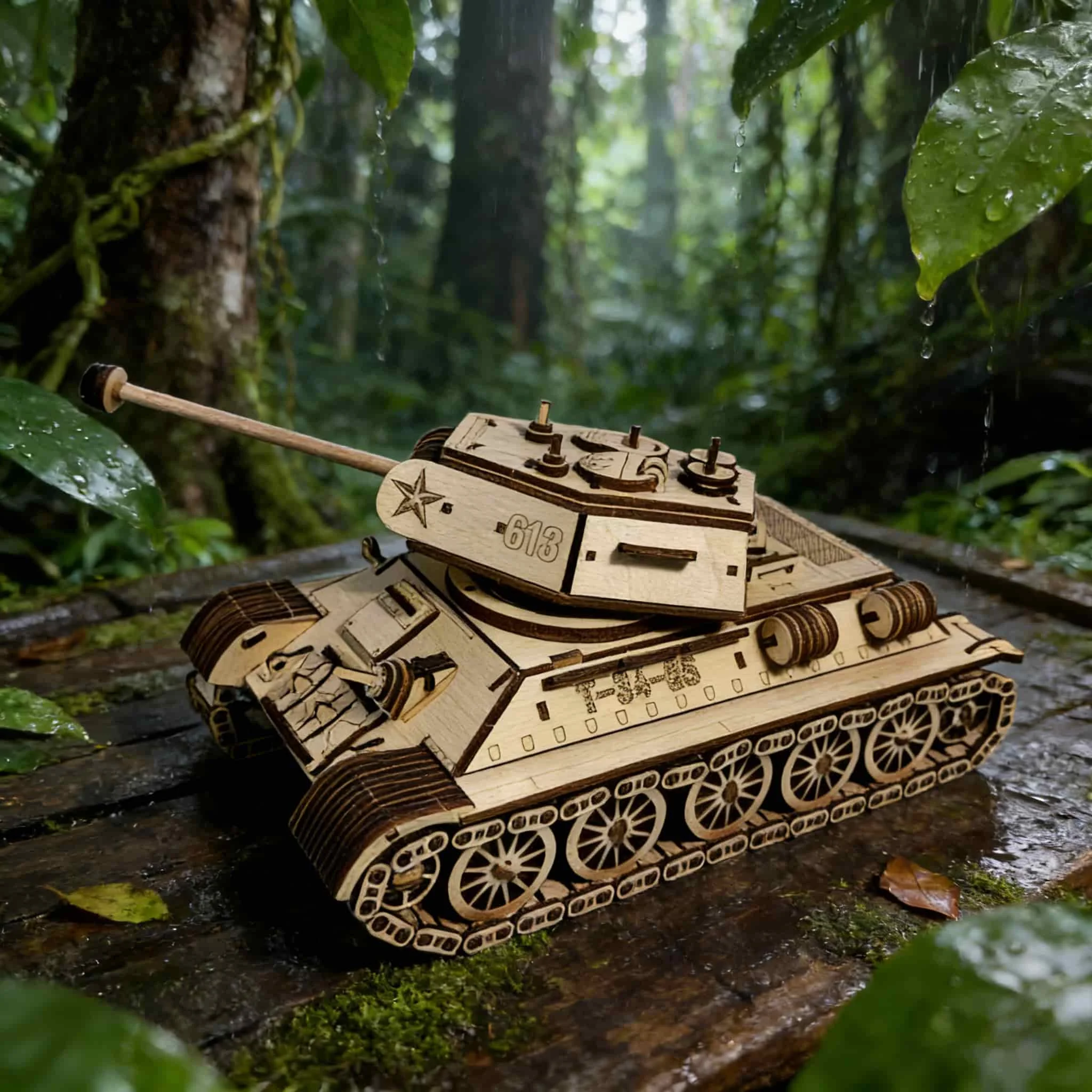 1 Wooden DIY Tank, Creative 3D Puzzle, Perfect as a holiday gift or home decor.