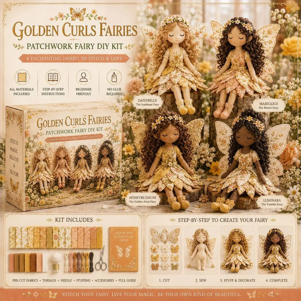 Pre-cut Fabric Flower Fairy Handmade Patchwork DIY Kit with Guidance Cotton-filled Fairy Elf Patchwork Sewing Set Handmade