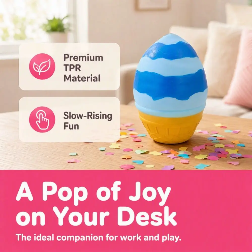 Soft TPR Ice Cream Squishy Toy Big Size Slow Rebound Ice Cream Cone Pinch Le Kneading Hand Relax Sensory Stress Toy