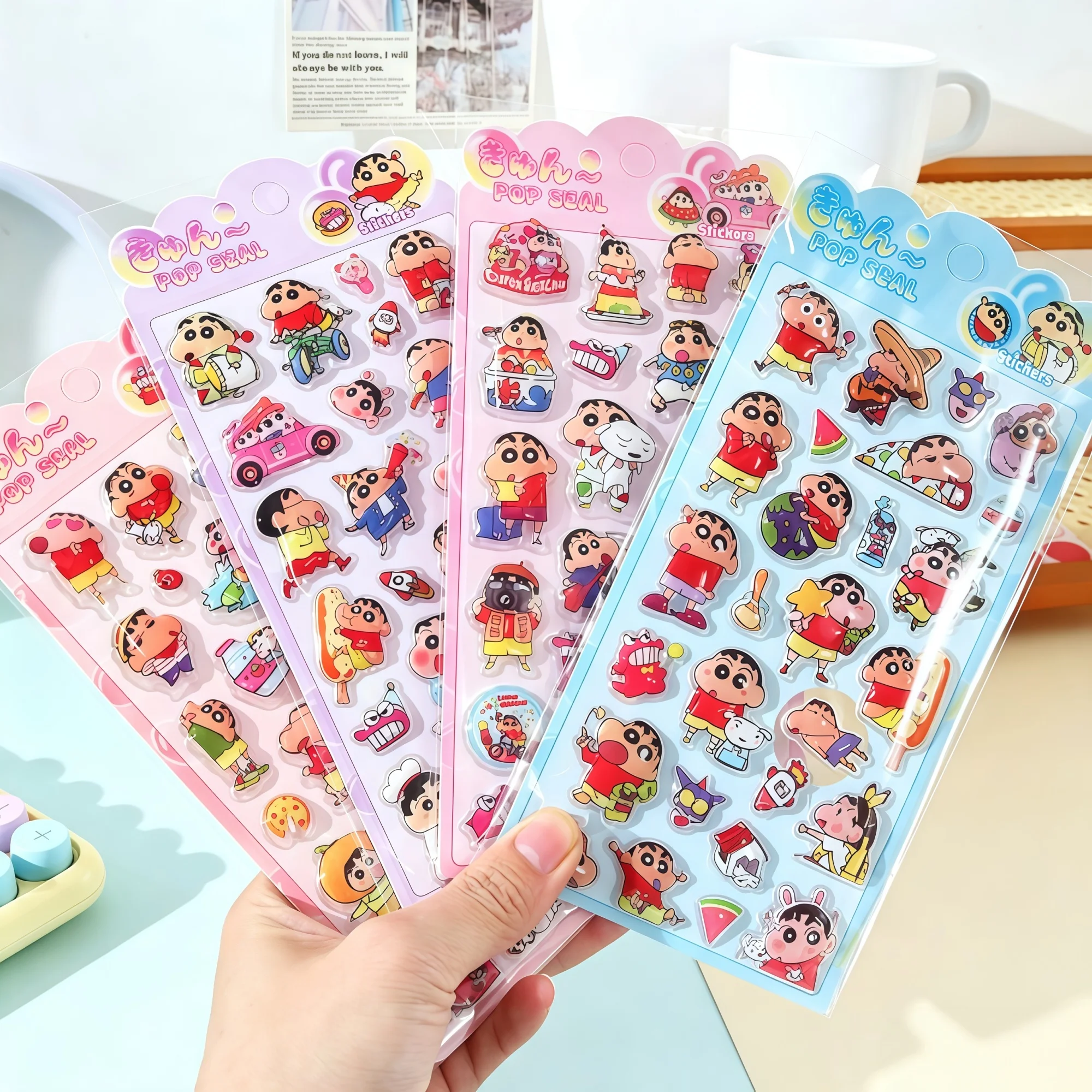 Crayon Shin-chan 3D Embossed Stickers, Waterproof Resin Drop Anime Decals for Diary, Phone Case & Kids Reward Gifts