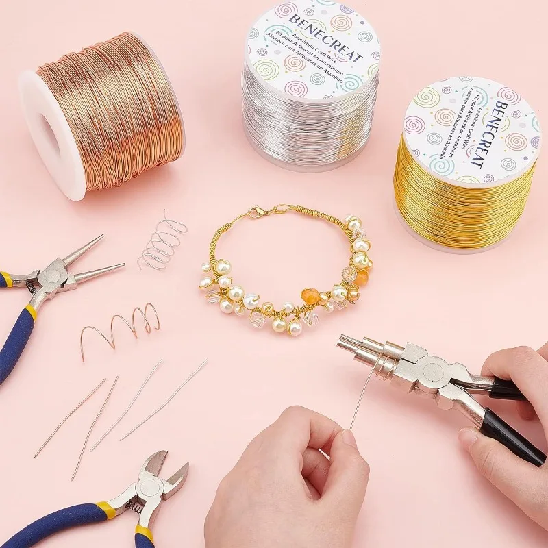 Fil d'artisanat en aluminium anodisé, artisanat de bijoux, perles exécutives, couleur florale, calibre 20, 770FT, 230mm d'épaisseur, 0.8m