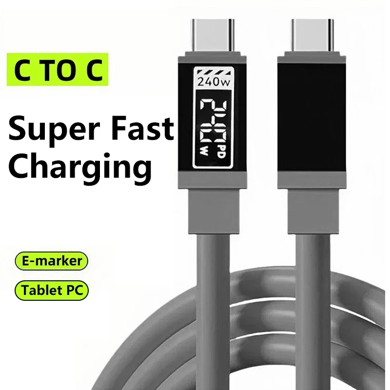 240W 10A Kabels Supersnelle Oplaadkabel Type C naar Type C Siliconen Kabel voor Samsung iPhone 17Pro Xiaomi 17 Snellaadkabel Nieuw