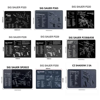 Taktische Pistole Pistole Reinigung Gummi Matte Für Sig Sauer P365 P320 P220 P226 P229 Glock 43 42 Gen 4 Gen5 M92 1911 CZ-75 RUGER