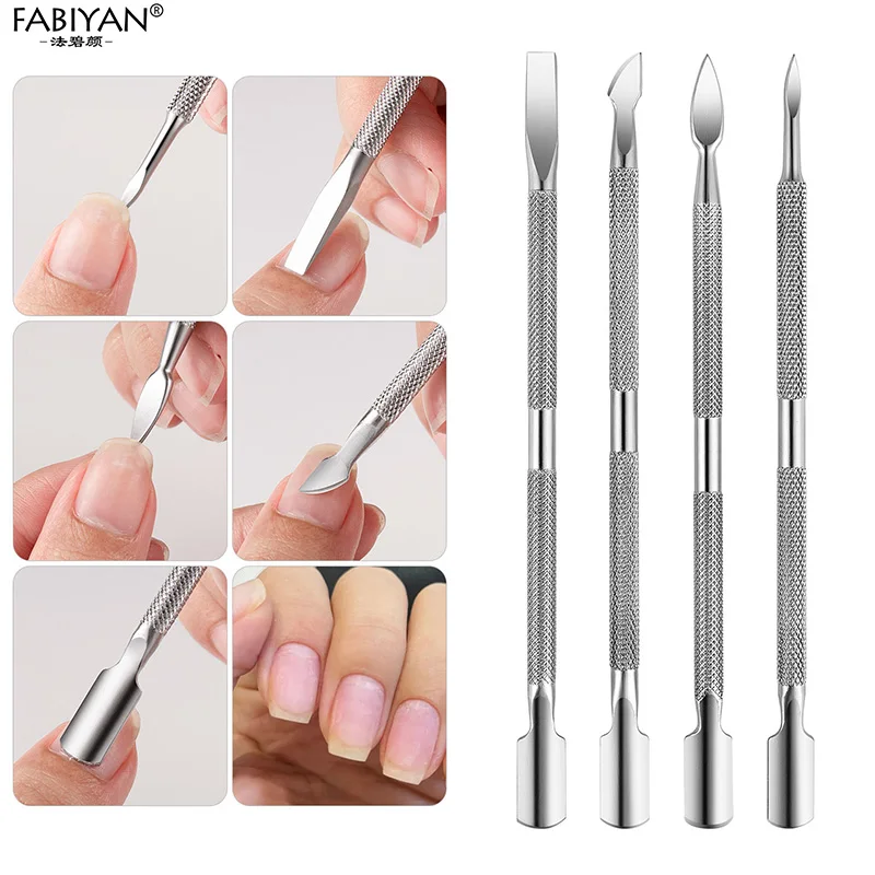 Double Sided Stainless Steel Metal Cuticle Dead Skin Pusher Trimmer Remover Push Finger Tip Nail Art Manicure Pedicure Care Tool