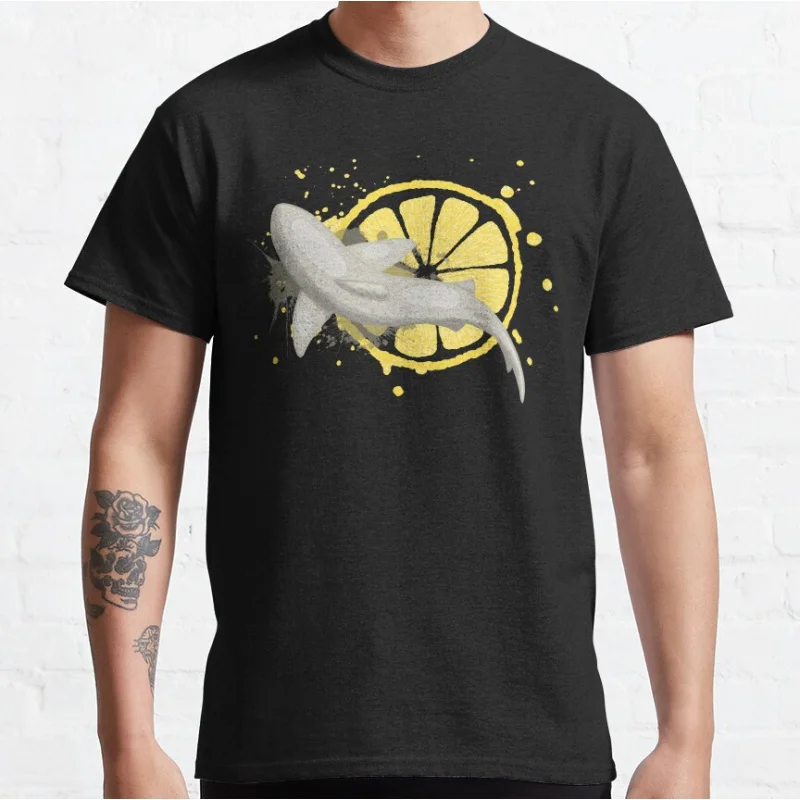

Citrus Sharks_ Lemon Shark Retro sea Shark ocean animal Short-sleeve crewneck T-shirt for men large size Adult Tops S-6xl