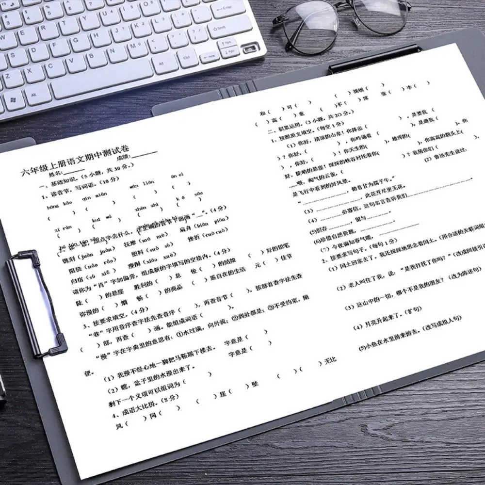 A4 Frosted Bestand Map Memo Clip Board Test Papier Opslag Organizer Met Dubbele Clips Effen Kleur Multifunctioneel Stationair