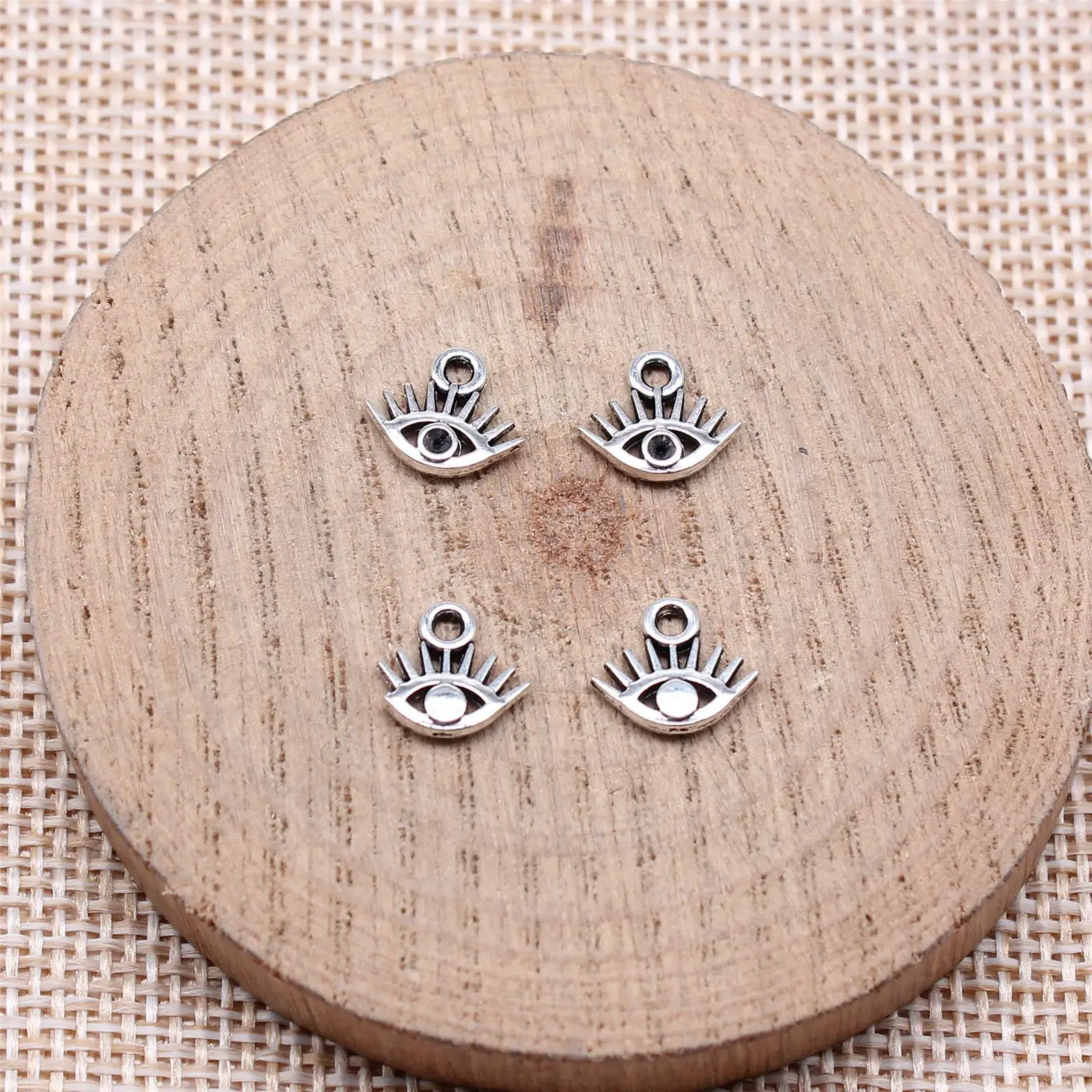 40Pcs/Lot 9*10mm Antique Silver Color Eye Charms Pendant Designer Charms for Jewelry Making DIY Jewelry Findings