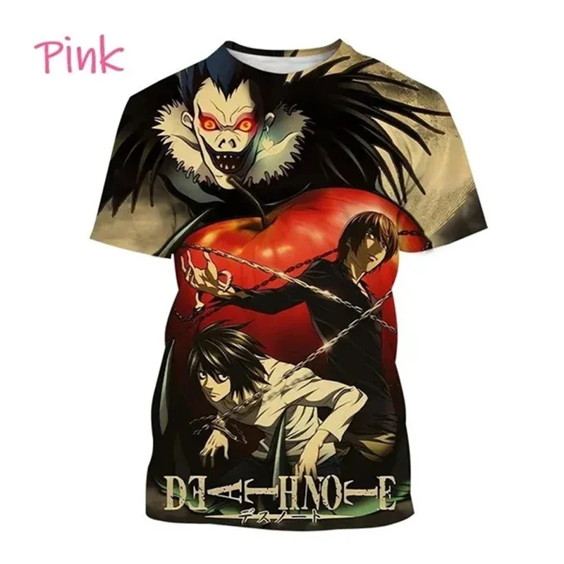 2024 Summer Hot New Animated Death Note 3D Printed Men's T-shirt Japanese Psychological Movie Plus Size Loose Comfortable Top